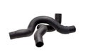 Genuine reinforced radiator pipes made of black hard rubber with stiffeners. Royalty Free Stock Photo