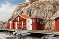 Genuine Swedish west coastal environment with boathouses.