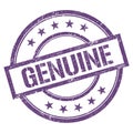 GENUINE text written on purple violet vintage stamp
