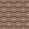 Geo ethnic vector pattern. Seamless illustration with brown and beige zigzag Royalty Free Stock Photo