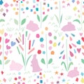 Geo flower living rabbit seamless pattern