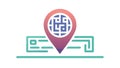 Geo-Located QR Code Map, Spatial Data Interface, vector design Generative AI Royalty Free Stock Photo