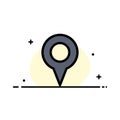 Geo location, Location, Map, Pin  Business Flat Line Filled Icon Vector Banner Template Royalty Free Stock Photo