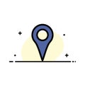 Geo location, Location, Map, Pin  Business Flat Line Filled Icon Vector Banner Template Royalty Free Stock Photo