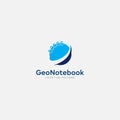 Geo notebook logo with blue earth and notes