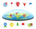 Geo pin as logo. Geolocation and navigation. Icon for map, mobile or devices. gps for web design, button for infographic