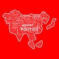 Geo-Political Tentions Instability Text Shapes Illustration