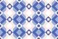 Geo seamless pattern, ethnic ornament, folk motif, seamless fabric print, blue festive geometric patchwork, tapestry background