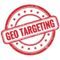 GEO TARGETING text on red grungy round rubber stamp
