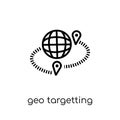 geo targetting icon. Trendy modern flat linear vector geo target Royalty Free Stock Photo