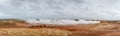 Geo Thermal hot spring activity in Iceland Gunnuhver Hot Springs steam cloud during storm