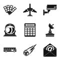 Geo wireless icons set, simple style Royalty Free Stock Photo