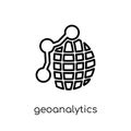 GeoAnalytics icon. Trendy modern flat linear vector GeoAnalytics icon on white background from thin line Maps and Locations
