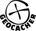 Geocacher with sign cross Royalty Free Stock Photo