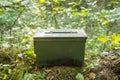 geocaching container in the woods Royalty Free Stock Photo