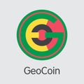 Geocoin Blockchain Cryptocurrency. Vector GEO Colored Logo.