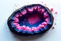 A geode with pink crystals and blue interior Royalty Free Stock Photo