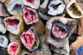 Geodes at souvenir stall