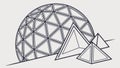 Geodesic Dome Concept: Architectural Geometry Design, vector design Generative AI Royalty Free Stock Photo