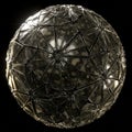 Geodesic dome-like structure with intricate, metallic framework forming a spherical shape Royalty Free Stock Photo