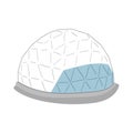 geodesic dome made of glass. Touristic hand drawn colored icon for glamping vacation. Royalty Free Stock Photo