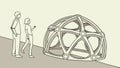 Geodesic dome structure and architectural design, vector design Generative AI Royalty Free Stock Photo