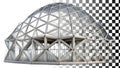 Geodesic dome structure frame made of metal struts, modern architecture design transparent png transparent image Generative AI