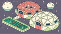 Geodesic dome structures in a futuristic garden, modern architecture vector design Generative AI