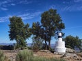 The geodesic landmark and the cork oaks Royalty Free Stock Photo