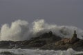 Geodesic landmark under heavy sea storm Royalty Free Stock Photo