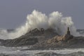 Geodesic landmark under heavy sea storm Royalty Free Stock Photo