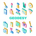 Geodesy Equipment Collection Icons Set Vector Illustration