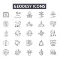 Geodesy line icons, signs, vector set, outline illustration concept