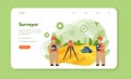 Geodesy science web banner or landing page. Land surveying Royalty Free Stock Photo