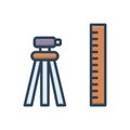 Color illustration icon for Geodetic, surveyor and constructing