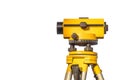 Geodetic optical level isolated on a white background. Construction engineering equipment. Royalty Free Stock Photo