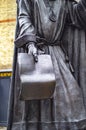 Geoffrey Chaucer statue holding an inscription with names Royalty Free Stock Photo