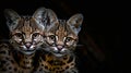 Geoffroy s cat and kitten portrait with ample space for inserting informative text