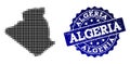 Composition of Halftone Dotted Map of Algeria and Grunge Stamp Watermark Royalty Free Stock Photo
