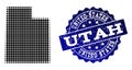 Composition of Halftone Dotted Map of Utah State and Grunge Stamp Watermark Royalty Free Stock Photo