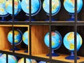 Geographic globes in store Royalty Free Stock Photo