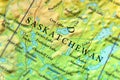 Geographic map of Canada state Saskatchewan with important cities Royalty Free Stock Photo