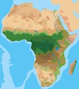 Geographic map of the continent of Africa