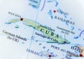 Geographic map of Cuba close