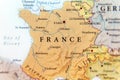 Geographic map of European country France with important cities