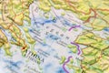 Geographic map of European country Greece city Athens and Aegan Sea