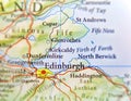 Geographic map of European country Scotland with Edinburgh capital city