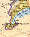 Geographic map of European country Switzerland with Geneva city