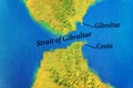 Geographic map of European Strait of Gibraltar