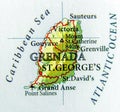 Geographic map of Grenada country with important cities